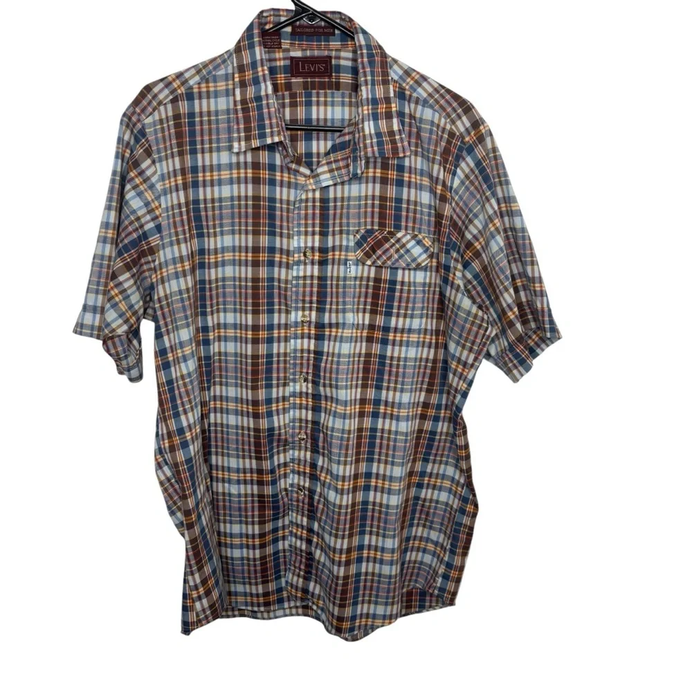Vintage Levi’s plaid shirt brown blue size XL